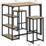 3-Piece Bar Table Set with Storage Shelves Industrial Style Dining Table with 2 Stools Image 4