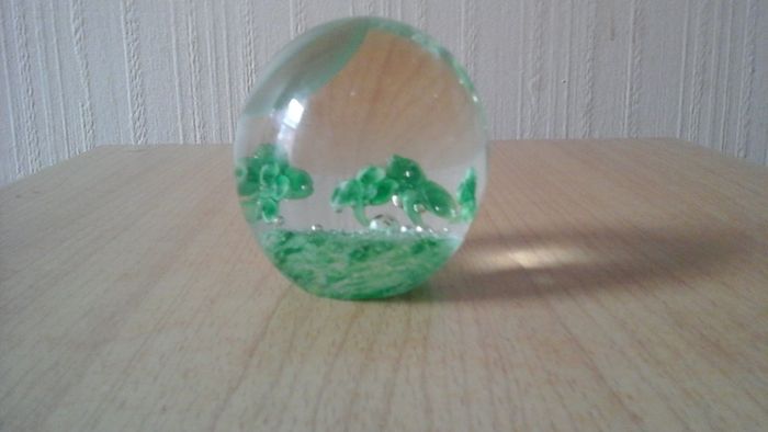 Vintage Blarney Art Glass Paperweight Clock.