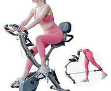 4-IN-1 Exercise Bikes for Home Use, Folding Indoor Stationary Cycling Bike with Arm/Leg Workout Bands,16 Levels Magnetic Resistance Fitness Bicycle with Hand Pulse and Phone/Tablet Holder