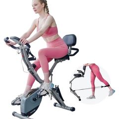 4-IN-1 Exercise Bikes for Home Use, Folding Indoor Stationary Cycling Bike with Arm/Leg Workout Bands,16 Levels Magnetic Resistance Fitness Bicycle with Hand Pulse and Phone/Tablet Holder