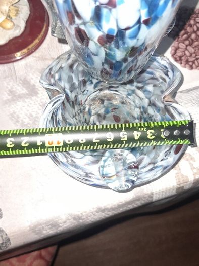 Rare 1960s Handmade Murano Style End of Day Splatter Glass Fish Ashtray Vase