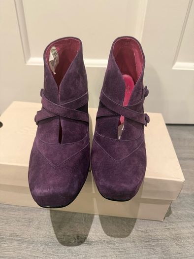 Purple suede ankle boots
