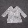 Frank Lyman White Grey See Through Open Mesh 3/4 Sleeve Blouse Top 14UK/42EU Image 2