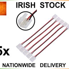 5x 2 Pin 8mm PCB Connector Cable Adapter RGB 3528 5050 LED Strip Light