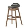 Pair of Meadows & Byrne Pia Counter Stools Walnut & Black Leather Image 3