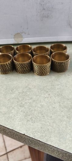 Vintage Copper Brass Gold Braided Napkin Rings Set Of 8