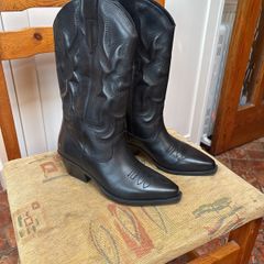 Genuine Leather Black Boots 37