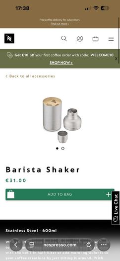 Nespresso cocktail shaker