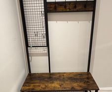 Industrial Hall Tree with Shoe Bench and Coat Hooks