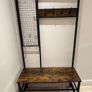 Industrial Hall Tree with Shoe Bench and Coat Hooks Image 3