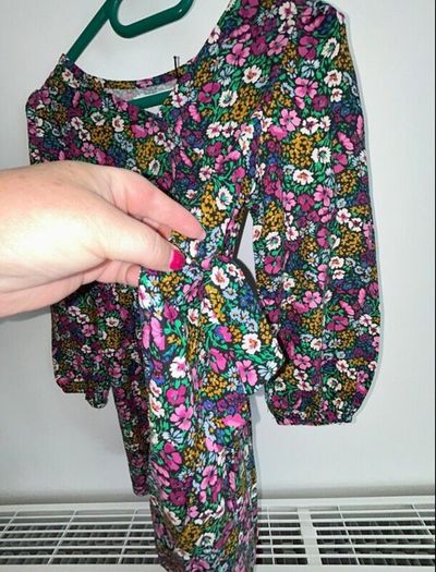 Brand New Girls Faux Wrap Multi Coloured Dress. Age 4-5