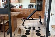 Metal Gym Weightlifting Set Up, Squat Rack, Weight Bench, Metal Weights, Barbell And New Dumbbells!!