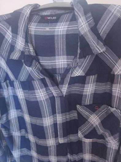 Yours Navy&Silver metallic check drop shoulder shirt tunic size UK18 EU46 Postage included