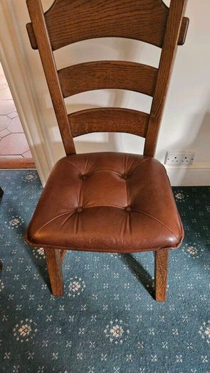 Hardwood dining table and six chairs