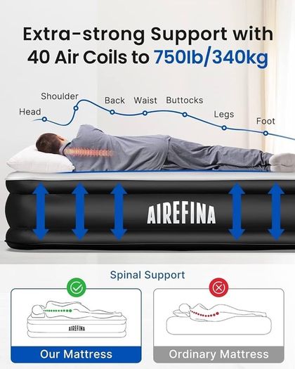 NEW SALE | King Inflatable Air Mattress,Air Bed with Built-in Electric Pump,Double Blow Up Mattress in 3 Mins Self-Inflation/Deflation,Flocked Surface Guest Airbed for Home Portable Camping 203x152x46cm