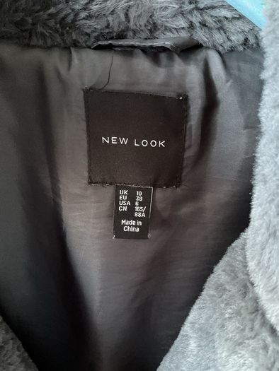 coat new look charcoal grey fake fur coat size 10