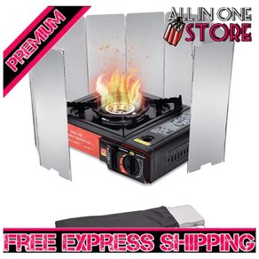Stove Windshield, 10 Plates Stove Windscreen, Folding Aluminum Camping Burner Windshield, Lightweight Compact Camping Stove Windscreen with Drawstring Bag (FREE SHIPPING)