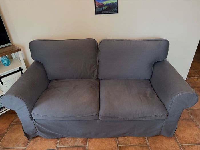 EKTORP - Grey 2 seater with chaise/footstool w/storage