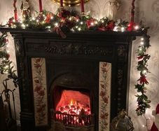 Black cast iron fireplace