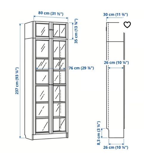 billy bookcase with extension and doors
