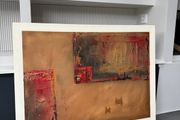 Large Abstract Canvas Painting (Earth Tones &amp; Red)