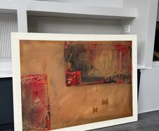 Large Abstract Canvas Painting (Earth Tones & Red)