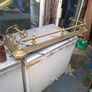 A Beautiful Antique Brass Fireplace Fender with awesome Scroll Brass on the Sides Image 2