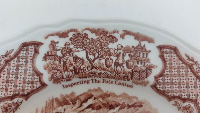 Fabulous Vintage 35 Piece Brown and White Fair Winds, Historical Scenes of Chinese Export to America Dinner Service by Alfred Meakin, Staffordshire
