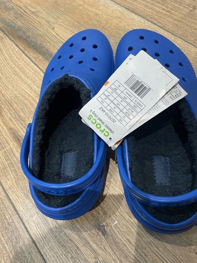 Crocs lined clogs blue size J UK 4 EU 36-37 brand new