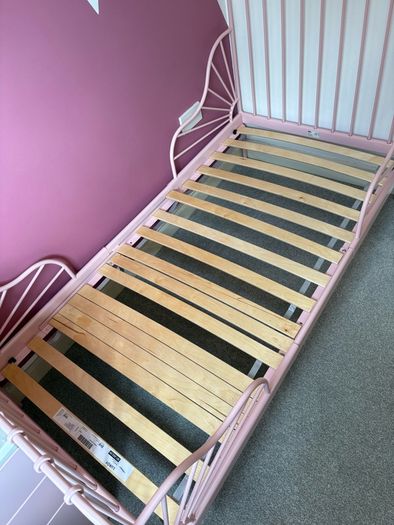 IKEA Pink Minnen Extendable Kids Bed and Mattress