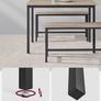 Industrial Dining Table Set with 2 Benches Kitchen Dining Set Rustic Breakfast Table for 4 Image 7