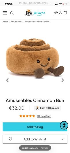 New Jellycat Amuseables Cinnamon Bun