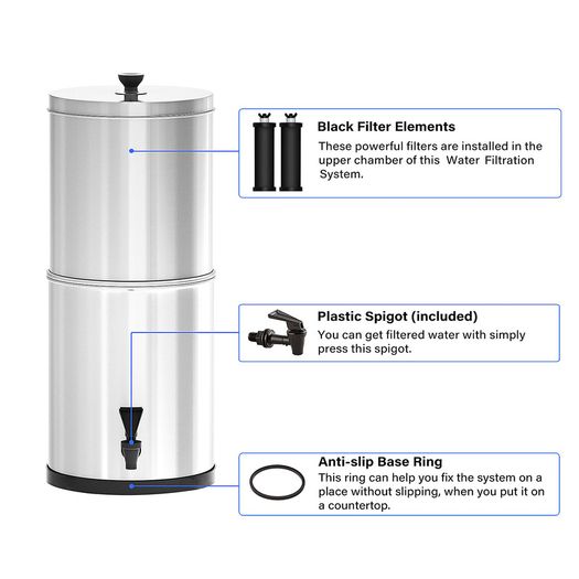 Gravity Water Filter System Water Filtration Bucket for Home Outdoor Camping Hiking Emergency Preparedness Camping Equipment