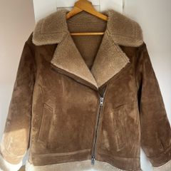 Mango Brown Suede-Look Shearling Jacket