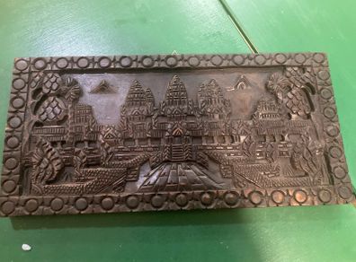 Hand craved wall plaque Angkor Wat temple free postage