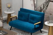 2 Seater Convertible Sofa Bed with Adjustable 5-Level Backrest and 2 Padded Cushions, Velvet-like Fabric, Blue