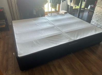 Free king size bed base with headboard for collection.