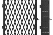 Single Folding Security Gate, 198 cm H x 229 cm W Folding Door Gate, Steel Accordion Security Gate, Flexible Expanding Security Gate