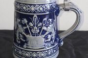 Vintage West German Lidded Beer Stein Kopfenumab Gotterhalt's with Handle