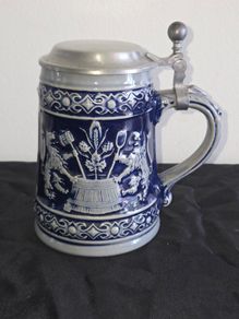 Vintage West German Lidded Beer Stein Kopfenumab Gotterhalt's with Handle