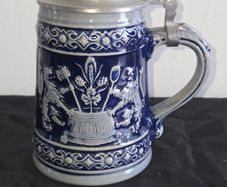 Vintage West German Lidded Beer Stein Kopfenumab Gotterhalt's with Handle