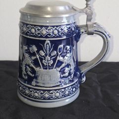 Vintage West German Lidded Beer Stein Kopfenumab Gotterhalt's with Handle