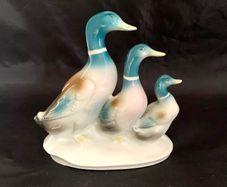 Vintage Grafenthal Porcelain Mallard Duck family figurine