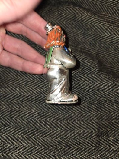 925 Sterling Silver Italian Clown Playing Violin Statue