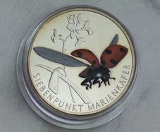 Germany 5 Euro Uncirculated Coin 2023 - Seven-Spot Ladybug - Wonderful World of Insects - Tarnished