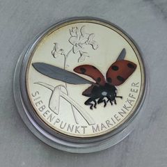 Germany 5 Euro Uncirculated Coin 2023 - Seven-Spot Ladybug - Wonderful World of Insects - Tarnished