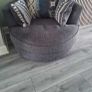 Large corner sofa, footstool & swivel chair for sale Image 4