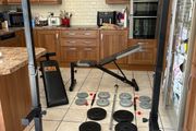 Weight Bench And  Squat/bench Press Rack, Second Bench (abs Sit Up Bench)50kg Barbell Weights Set,  Dumbbells, Accessories Etc.