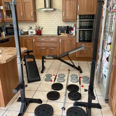 Weight Bench And  Squat/bench Press Rack, Second Bench (abs Sit Up Bench)50kg Barbell Weights Set,  Dumbbells, Accessories Etc.