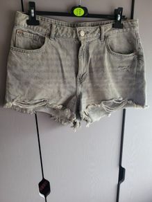 grey denim shorts
